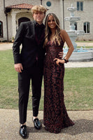 Load image into Gallery viewer, Black 2 Piece Peak Lapel One Button Men Prom Homecoming Tuxedo