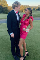 Load image into Gallery viewer, Black 2 Piece Shawl Lapel Slim Fit Men Prom Homecoming Suits