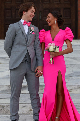 Grey 3 Piece Two Buttons Notched Lapel Men Wedding Prom Suits