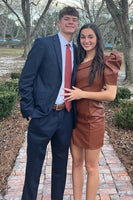 Load image into Gallery viewer, Dark Blue 2 Piece Notched Lapel Pinstriped Slim Fit Men Prom Homecoming Tuxedo