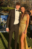 Load image into Gallery viewer, 2 Piece Black Notched Lapel Slim Fit Prom Homecoming Tuxedo For Men