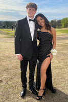 Load image into Gallery viewer, Black Notched Lapel Slim Fit 2 Piece Prom Homecoming Tuxedo For Men