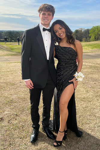 Black Notched Lapel Slim Fit 2 Piece Prom Homecoming Tuxedo For Men