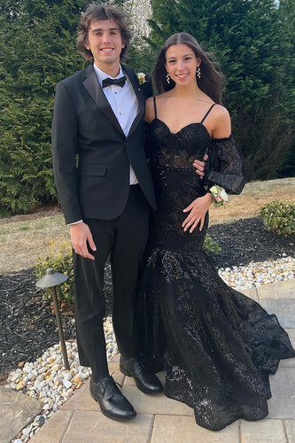 Black Notched Lapel 2 Piece Slim Fit Wedding Prom Tuxedo For Men