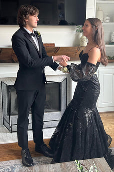 Black Notched Lapel 2 Piece Slim Fit Wedding Prom Tuxedo For Men