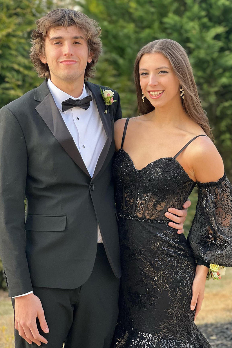 Load image into Gallery viewer, Black Notched Lapel 2 Piece Slim Fit Wedding Prom Tuxedo For Men