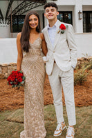 Load image into Gallery viewer, Ivory Peak Lapel 2 Piece Pinstriped Slim Fit Men Wedding Prom Tuxedo