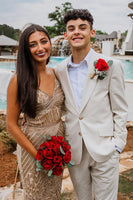 Load image into Gallery viewer, Ivory Peak Lapel 2 Piece Pinstriped Slim Fit Men Wedding Prom Tuxedo