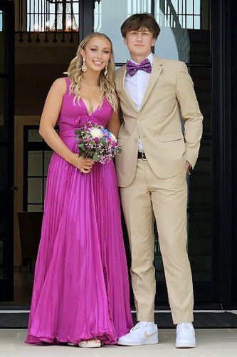 Khaki Notched Lapel Men's Prom Wedding Suits