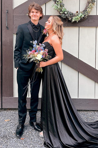 Black Notched Lapel 2 Piece Prom Suits For Men