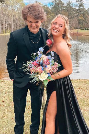Black Notched Lapel 2 Piece Prom Suits For Men