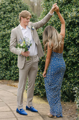 Grey 2 Piece Notched Lapel Prom Homecoming Suits For Men
