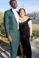 Load image into Gallery viewer, Shawl Lapel One Button Dark Green Men&#39;s Party Suits