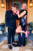 Load image into Gallery viewer, Shawl Lapel One Button Black Men&#39;s Prom Suits