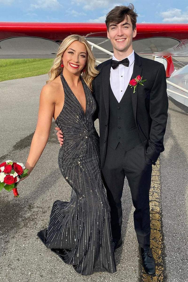 Load image into Gallery viewer, Shawl Lapel Two Buttons Black Men&#39;s Prom Suits