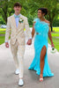 Load image into Gallery viewer, Peak Lapel Two Buttons Light Yellow Jacquard Men&#39;s Prom Suits