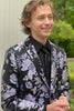 Load image into Gallery viewer, Black and Purple Notched Lapel Jacquard 2 Piece Men&#39;s Prom Suits