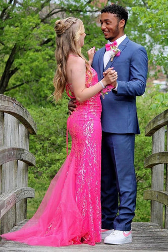 Grey Blue 3 Piece Peak Lapel Men's Prom Wedding Suits