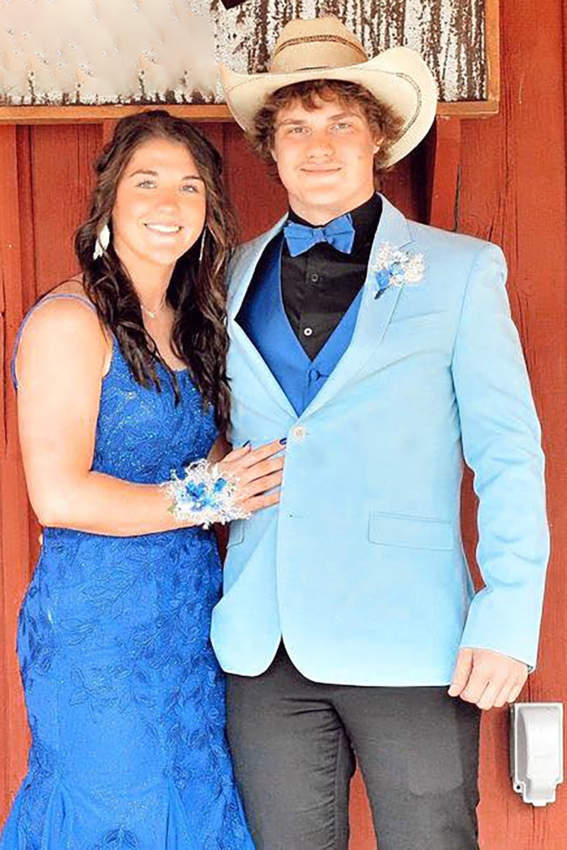 Load image into Gallery viewer, Light Blue Notched Lapel Men&#39;s Prom Jacket