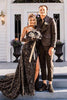 Load image into Gallery viewer, Shawl Lapel Black Jacquard Men&#39;s Prom Suits
