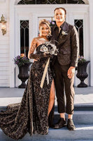 Load image into Gallery viewer, Shawl Lapel Black Jacquard Men&#39;s Prom Suits