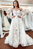 Load image into Gallery viewer, Ivory Lace A-Line Detachable Long Sleeves Corset Long Wedding Dress