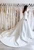 Load image into Gallery viewer, White Vintage A-Line Long Satin Wedding Dress with Pockets