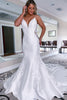 Load image into Gallery viewer, White Mermaid Long Satin Wedding Dress with Lace
