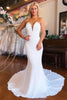 Load image into Gallery viewer, Simple White Boho Mermaid Long Sleeveless Wedding Dress