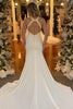 Load image into Gallery viewer, Mermaid Halter White Long Simple Wedding Dress with Button