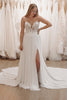 Load image into Gallery viewer, White Sweetheart Long Lace Boho Wedding Dress with Slit