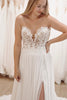 Load image into Gallery viewer, White Sweetheart Long Lace Boho Wedding Dress with Slit
