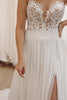 Load image into Gallery viewer, White Sweetheart Long Lace Boho Wedding Dress with Slit