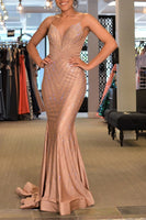 Load image into Gallery viewer, Sparkly Royal Blue Mermaid Long Prom Dress With Sequins