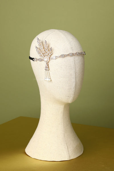 White Beaded Pearls 1920s Flapper Headband