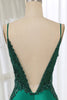 Load image into Gallery viewer, Glitter Dark Green Mermaid Backless Long Prom Dress With Beaded Appliques