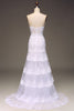 Load image into Gallery viewer, Sparkly Dark Navy Tiered Lace One Shoulder Long Prom Dress with Slit