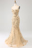 Load image into Gallery viewer, Mermaid Champagne Sparkly Corset Prom Dress