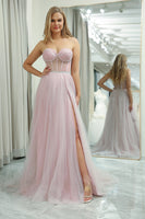 Load image into Gallery viewer, Tulle Sweetheart Light Pink Prom Dress with Corset