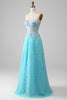 Load image into Gallery viewer, Sky Blue Sweetheart Corset Prom Dress with Sequins