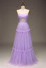 Load image into Gallery viewer, Tulle Strapless Purple Corset Prom Dress