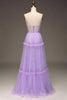 Load image into Gallery viewer, Tulle Strapless Purple Corset Prom Dress