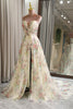 Load image into Gallery viewer, Flower A Line Long Prom Dress With Slit