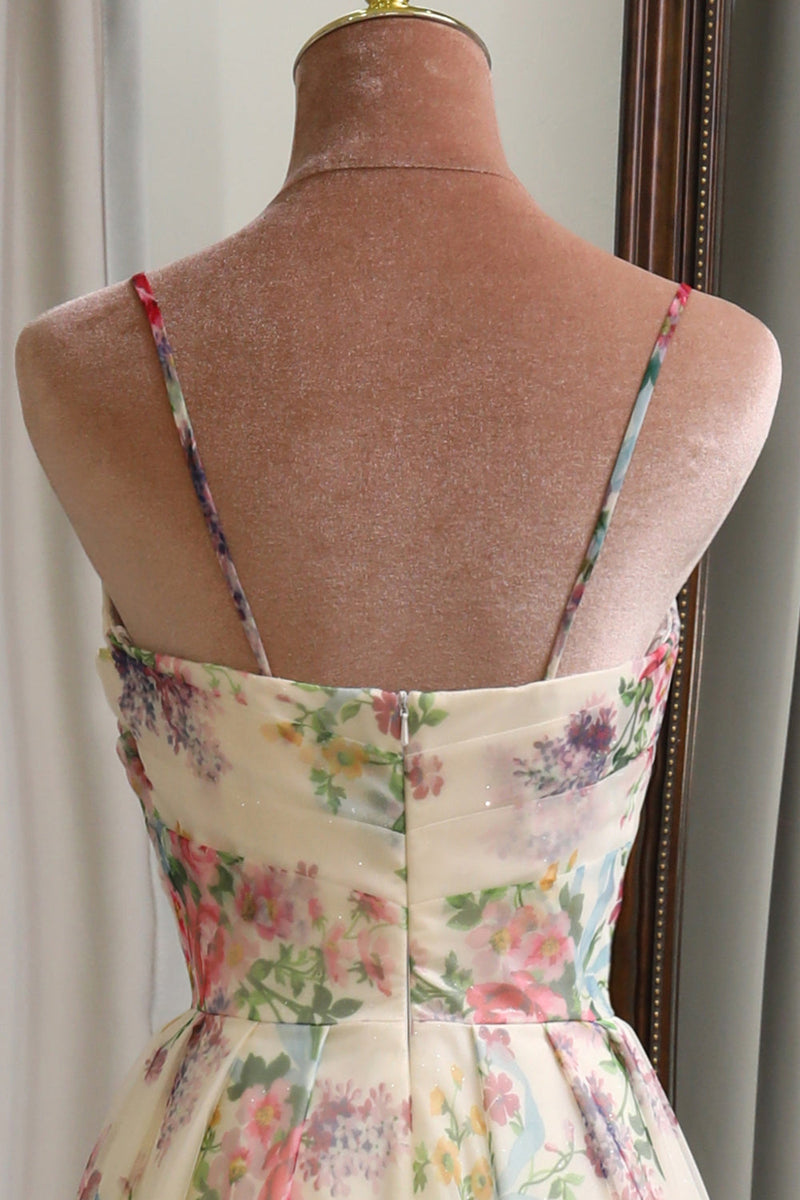 Load image into Gallery viewer, Flower A Line Long Prom Dress With Slit