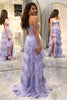 Load image into Gallery viewer, Glitter Purple Sweetheart Long Corset Tiered Prom Dress With Slit