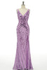 Load image into Gallery viewer, Sparkly Purple Sequins Backless Long Prom Dress