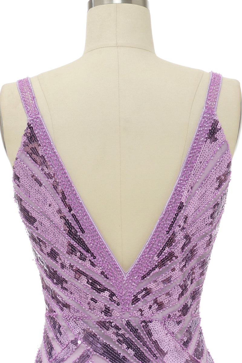 Load image into Gallery viewer, Sparkly Purple Sequins Backless Long Prom Dress