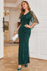 Load image into Gallery viewer, Dark Green Long Prom Dress with Beading