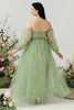 Load image into Gallery viewer, A Line Off the Shoulder Green Plus Size Prom Dress with Embroidery