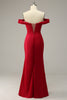 Load image into Gallery viewer, Plus Size Mermaid Off the Shoulder Burgundy Long Prom Dress with Slit